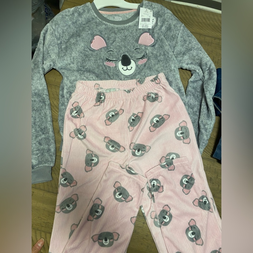 George Kids Koala Pajama Set - Gray and Pink